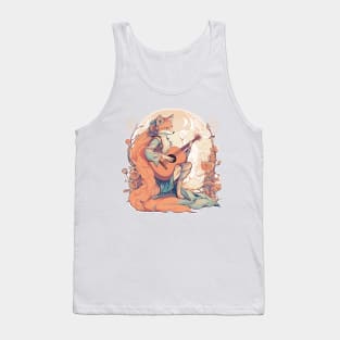 Vintage Cottagecore Fox Playing Acoustic Guitar Tank Top